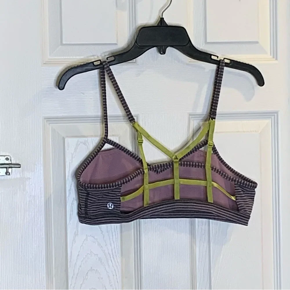 Lululemon Seek The Heat Tank Bra Heathered Deep Coal / Hyper Stripe Size 10